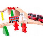 Set trenulet InterCity cu Locomotiva Electrica cu Baterii si sine din lemn 